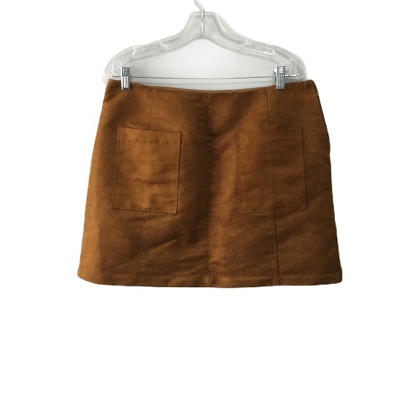 Old Navy Faux Suede Burnt Ochre Mini Skirt 10 - Picture 2 of 8